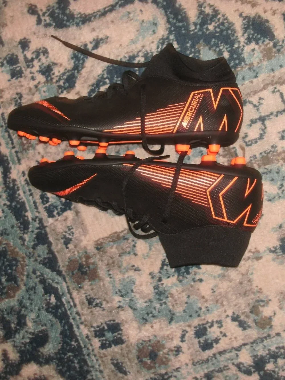 Nike Mercurial Black & Orange Soccer Shoes men size 13 LIKE NEW